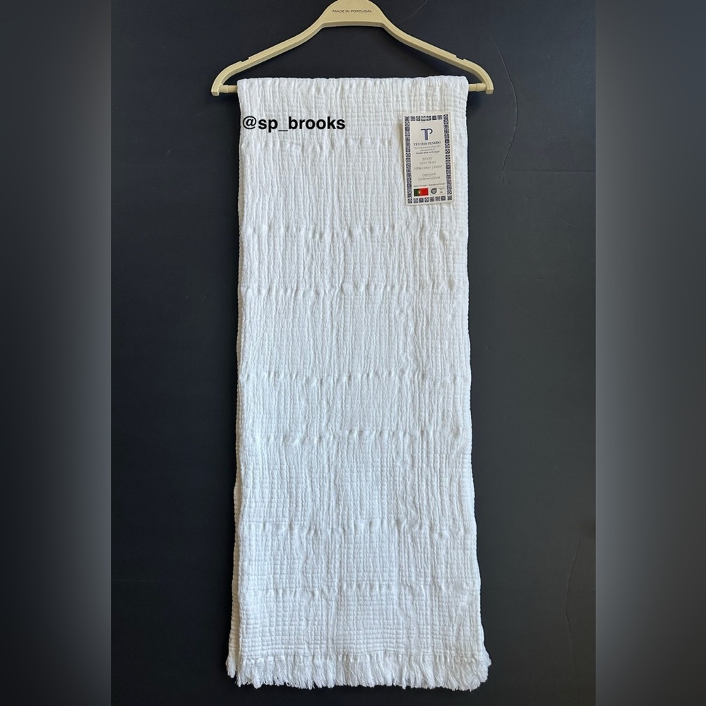 🎁Texteis Penedo White Smocked Matelasse Throw Blanket 50x70 Made in Portugal